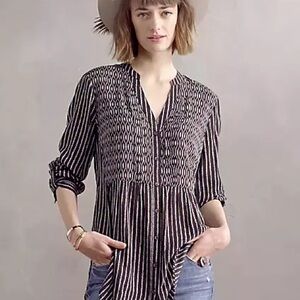 Maeve Anthropologie Top Mixed Pattern